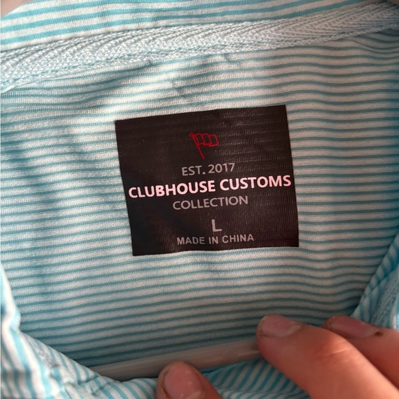 Clubhouse Customs Collection NEW with Tags 2017 Bright Blue Striped Golf Polo L - Picture 9 of 12